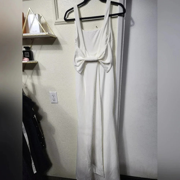Lulus Loving Fate White Bow Square Neck Backless Maxi Dress Wedding Bridal - Picture 7 of 14